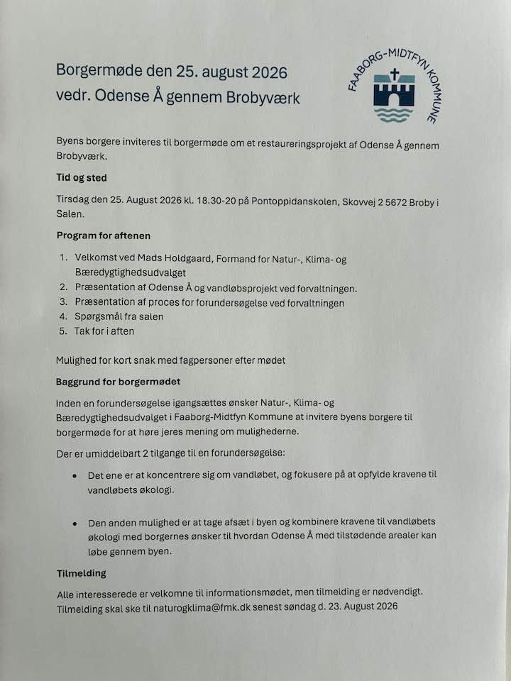 borgermoede2 Odense Å's løb gennem Brobyværk